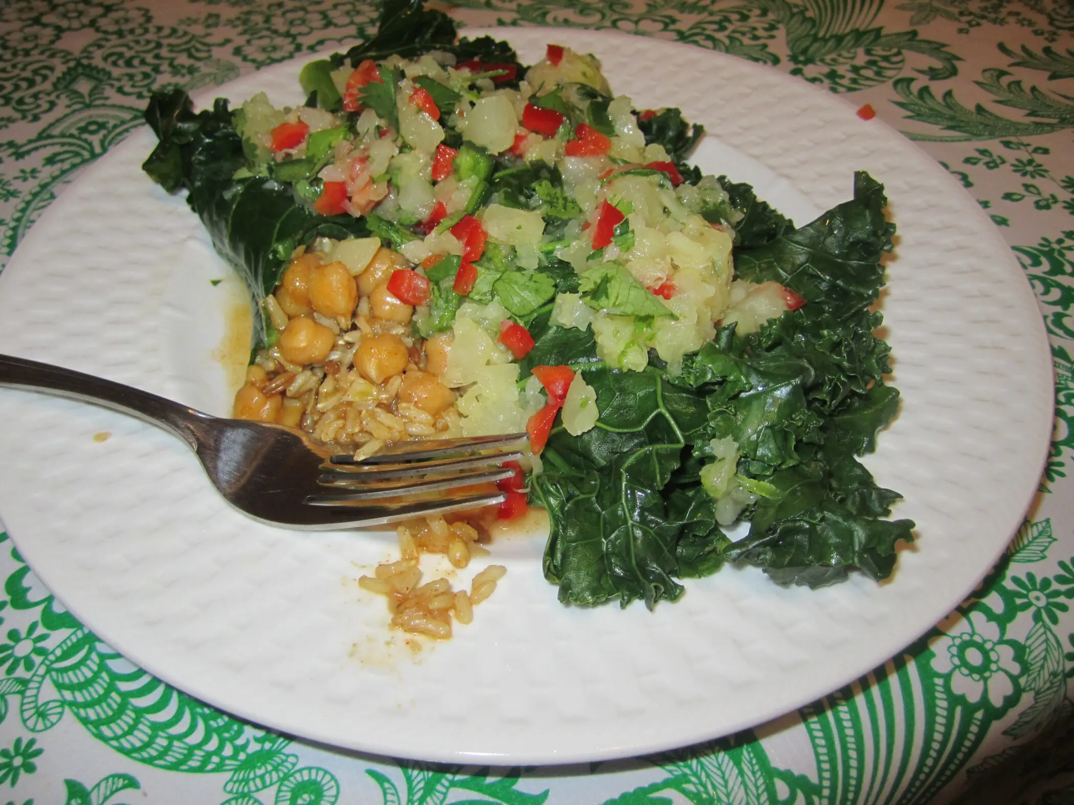 Rice & Chickpea Kale Rolls with Pineapple Salsa
