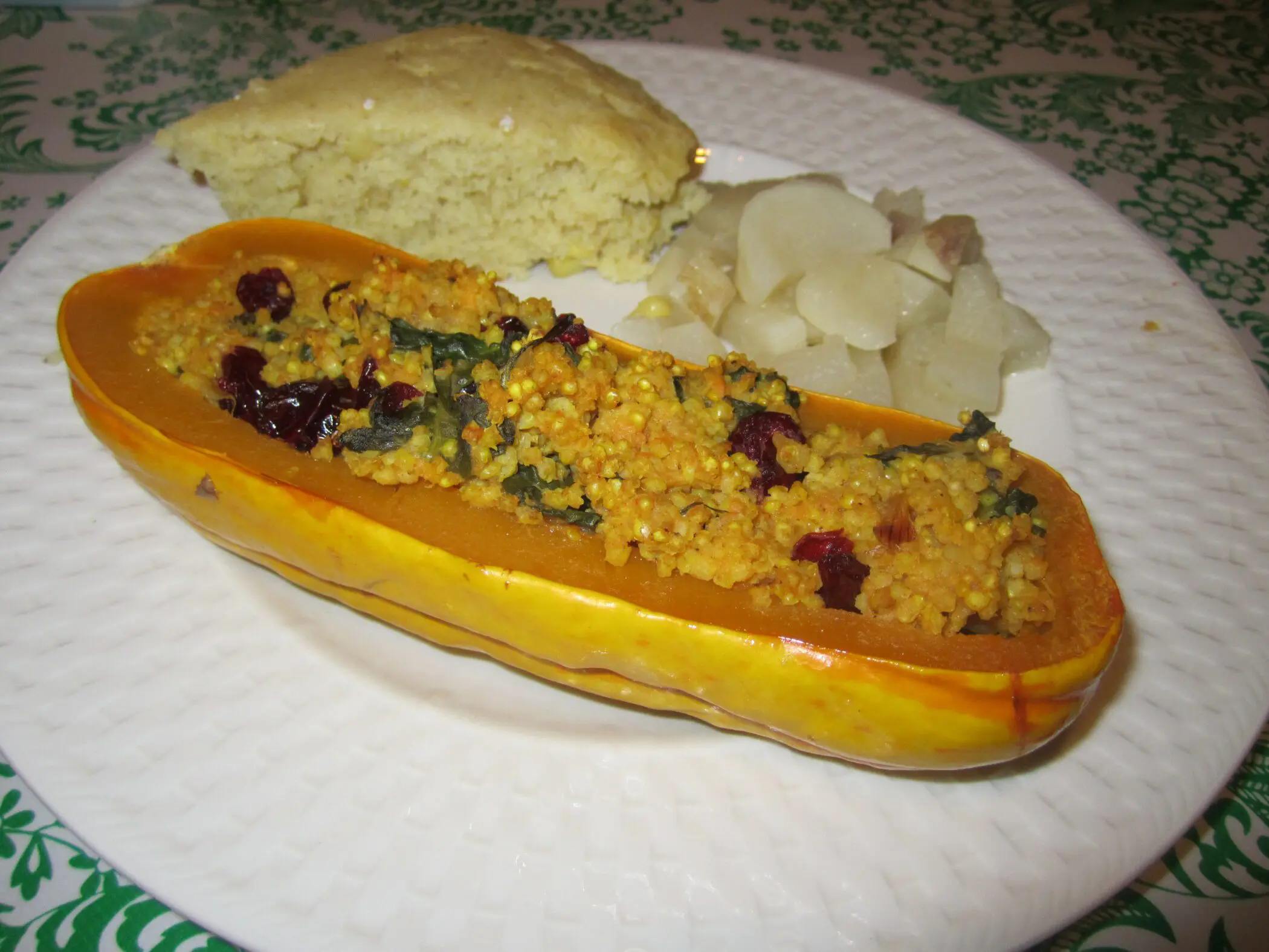 Toasted Millet with Sweet Potatoes and Spinach