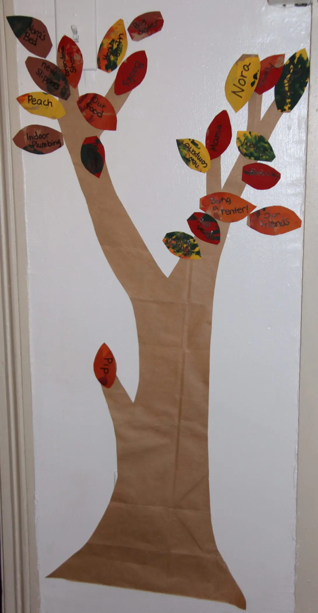Wordless Wednesday: The Beginning of Our Thankful Tree
