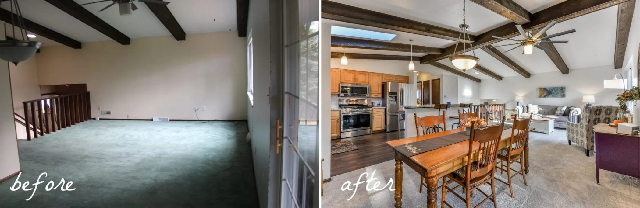 Bi-level renovation before and after