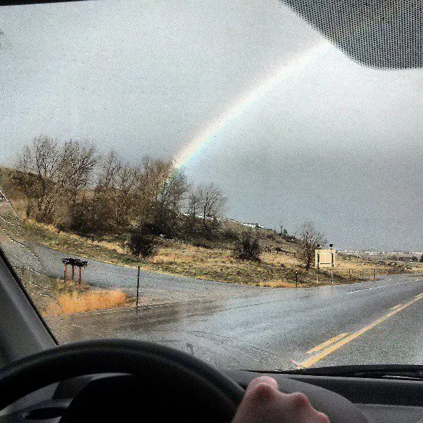 Colorful weather with a rainbow.