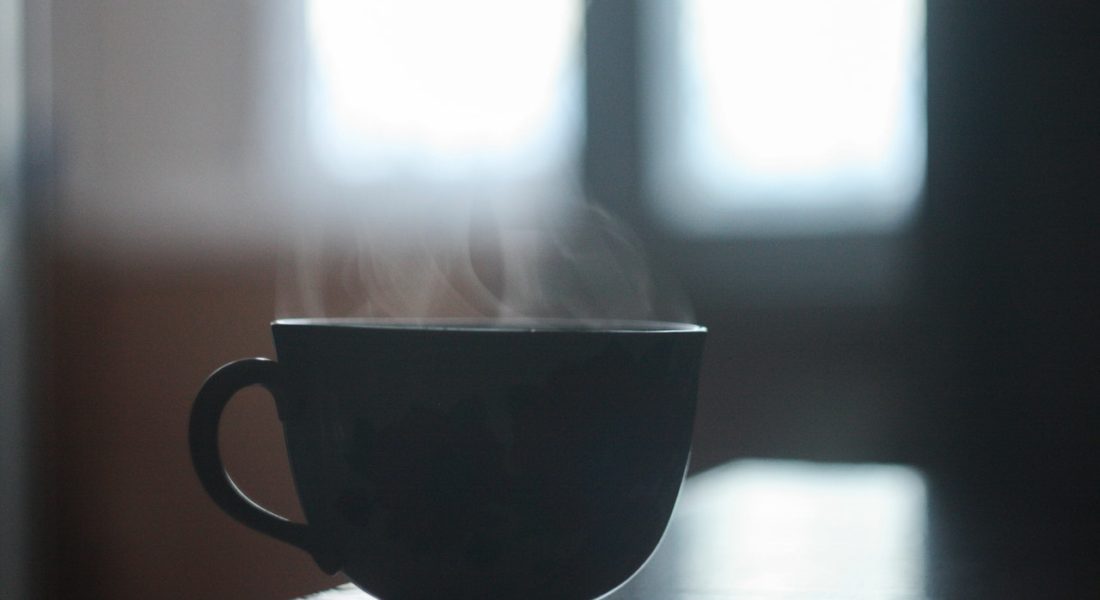 steaming coffee mug