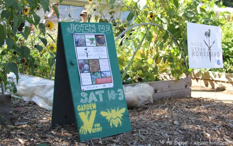 Sign promoting the urban homestead tour.