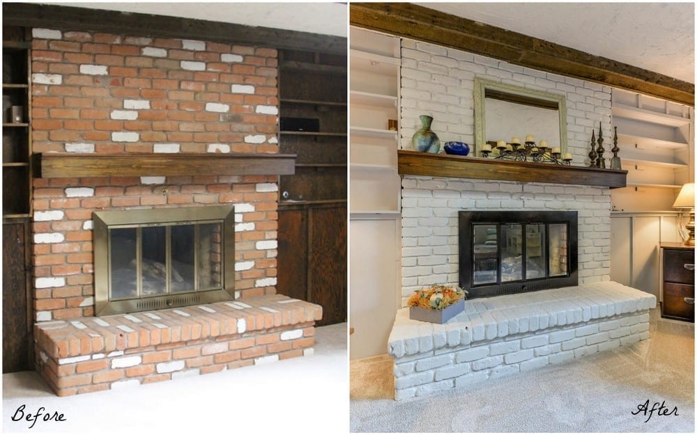 Fireplace before and after