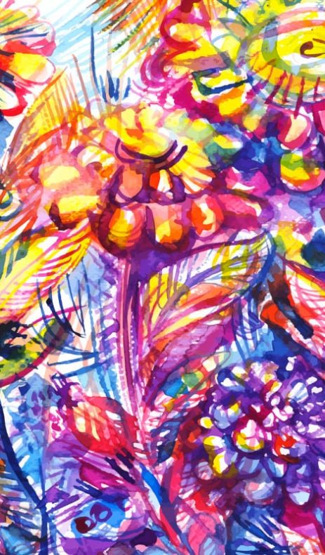 bright abstract flower watercolor